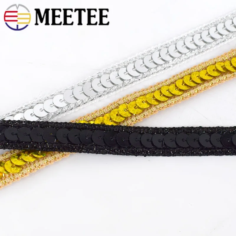 10/20 метров Metee 12 мм плетеная кружевная тканевая лента с блестками для