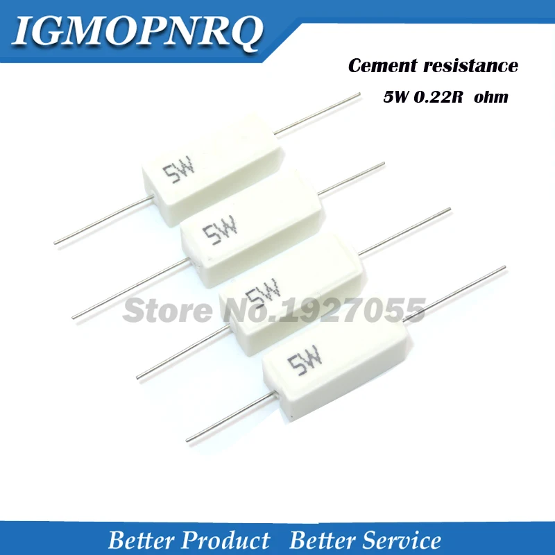

10pcs High quality 5w Cent resistance 0.22 ohm 0.22R 5W 5% Cement resistor NEW