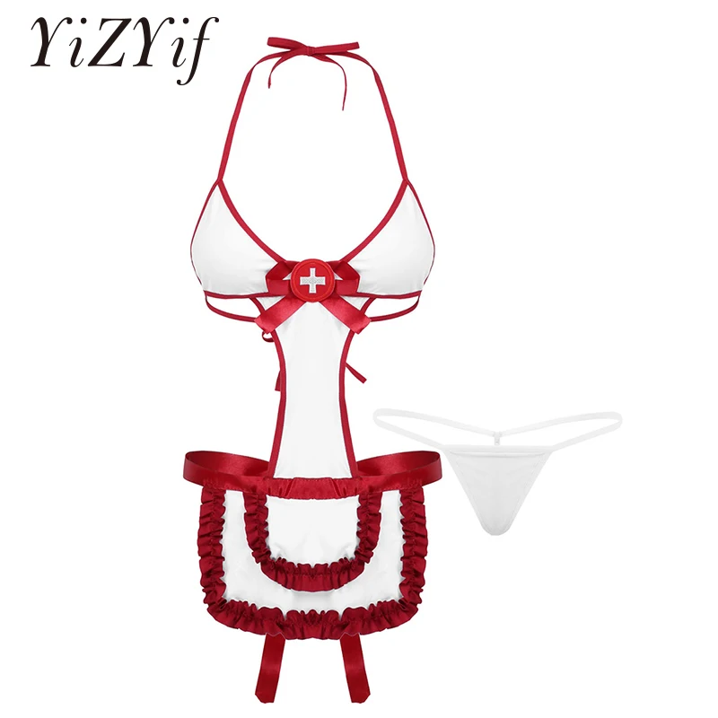 Женский эротический костюм медсестры для косплей сексуальный комплект нижнего