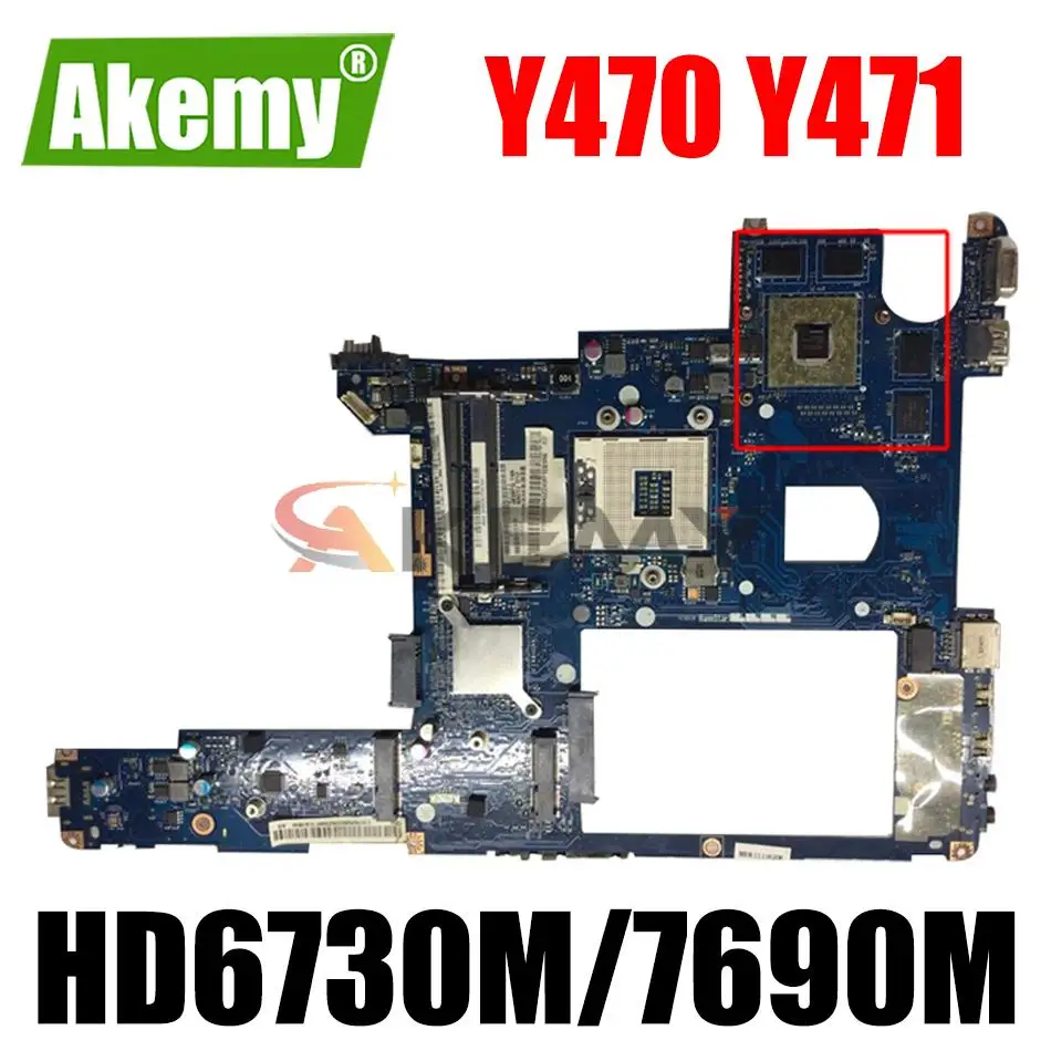 

Материнская плата Akemy QIQY2 LA-6884P для Lenovo Y470 Y471, материнская плата для ноутбука PGA989 HM65 HD6730M/7690M 2G 100%, протестированная работа