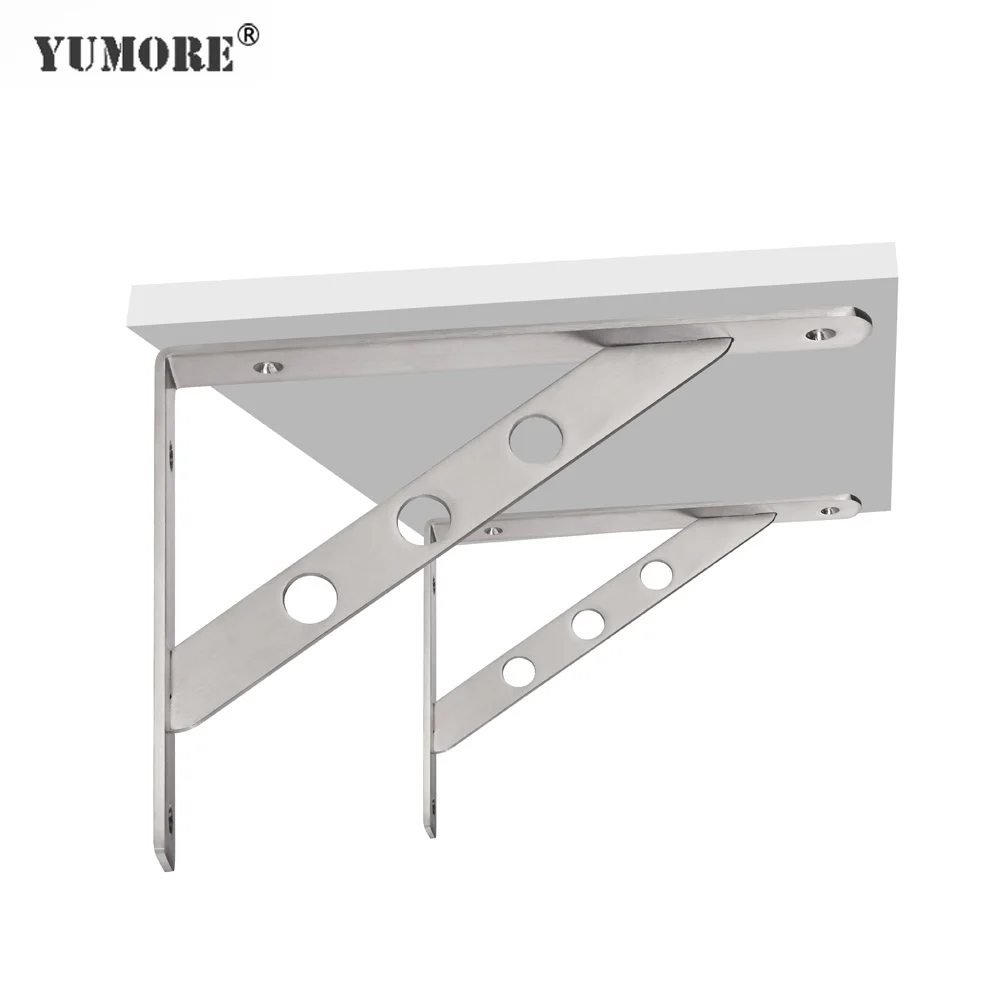 

YUMORE 2PCS Stainless Steel Triangle Brackets Wall Shelf Bracket Heavy Support Wall Mounted Bench Table Shelf Bracket Hardware