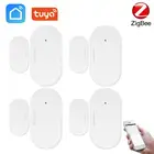 Датчик окон и дверей Tuya Zigbee, маленький магнитный мини-датчик открывания дверей гаража, для умного дома, детектор открытиязакрытия ворот