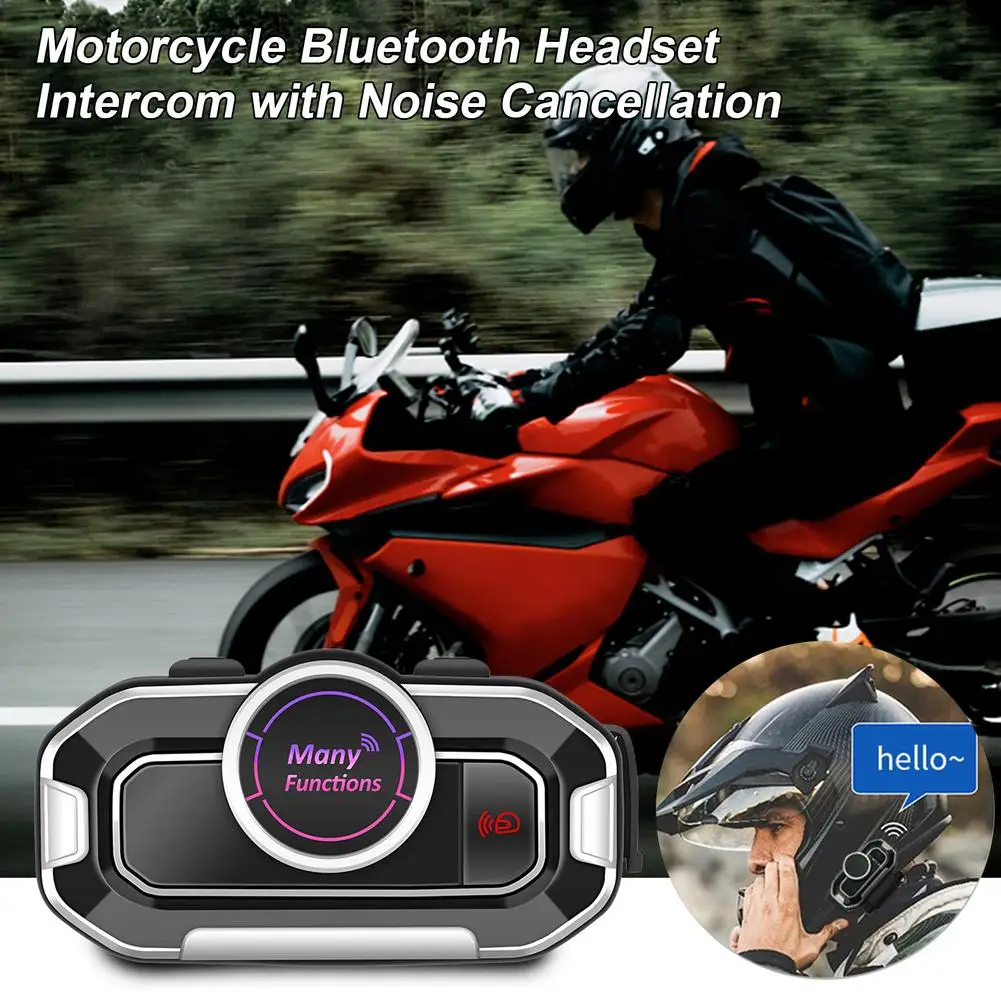 

10-30M Bluetooth 5.0 Intercom Motorcycle Helmet Headsets Wireless Walkie Moto Stereo Interphone IP67 Waterproof FM Radio