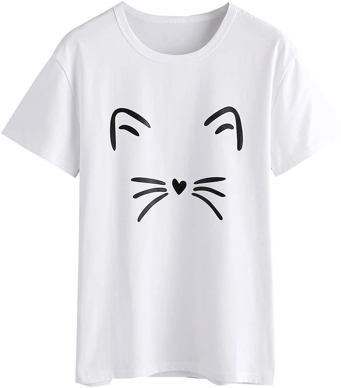 

Women's Cat Print T Shirt Short Sleeve Tee Round Neck Summer