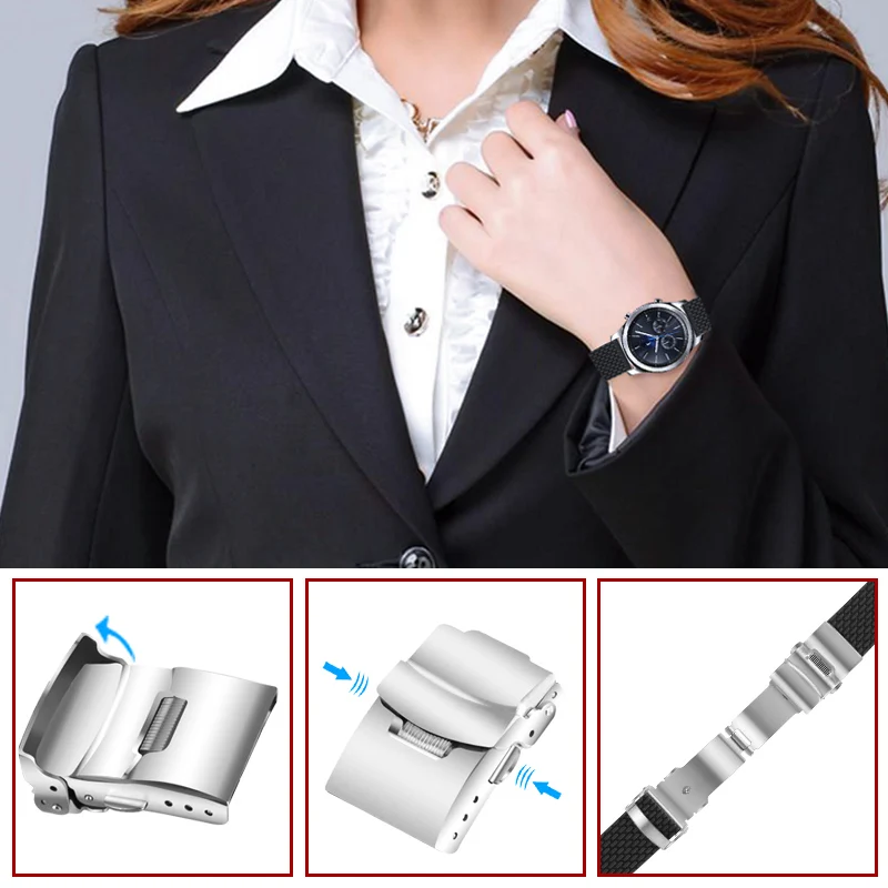 Новый черный силиконовый резиновый водонепроницаемый ремешок для часов Samsung Gear S3