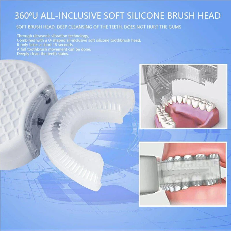 

Toothbrush Heads Nano Silicone Oral U Tooth Brush Adult Kids Clean Toothbrushes IPX7 Waterproof Whitening Teeth