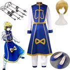 Аниме Hunter X Hunter Косплей Kurapika Косплей Костюм для взрослых мужчин женщин мужчин Хэллоуин полный комплект одежды Kurapika Kurta Wig Shoes