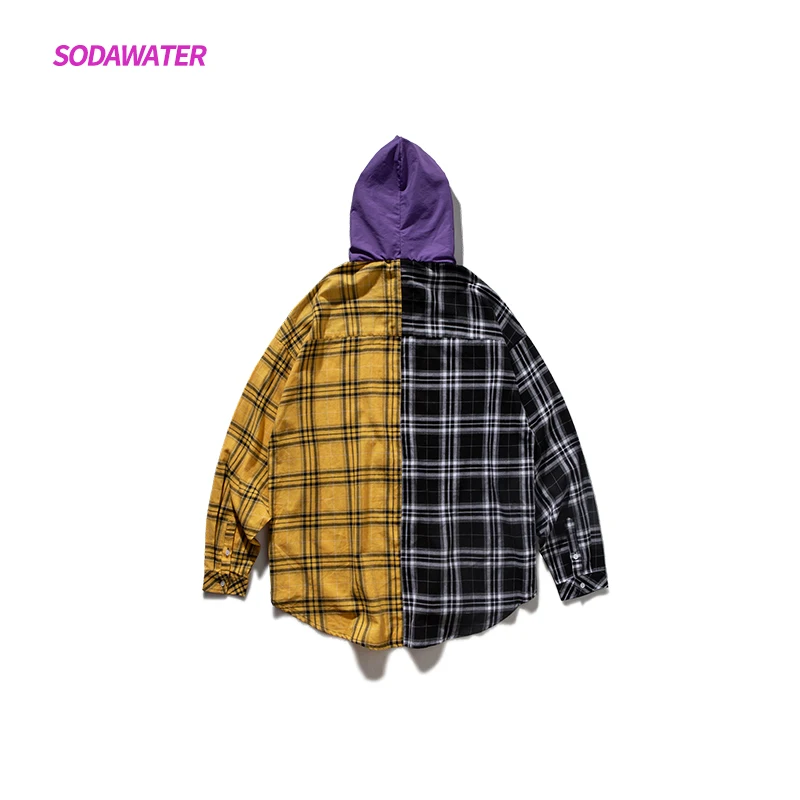 Женские рубашки с капюшоном SODAWATER свободные клетчатые блузки оверсайз в стиле
