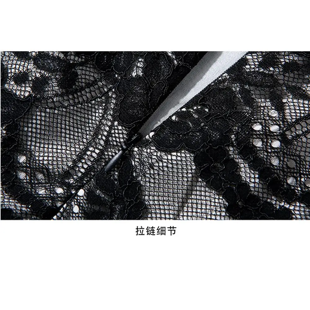 

Simgent Black Dress Elegant Ladies High Quality O-Neck Three Quarter Sleeve Casual Party A Line Lace Hollow Out Dress SG911184
