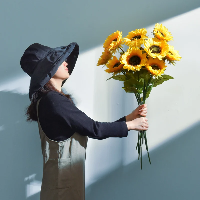 

Подвеска в виде подсолнуха, искусственный цветок для стола, цветок для гостиной, Шелковый свадебный букет, горшки, декоративные домашние де...