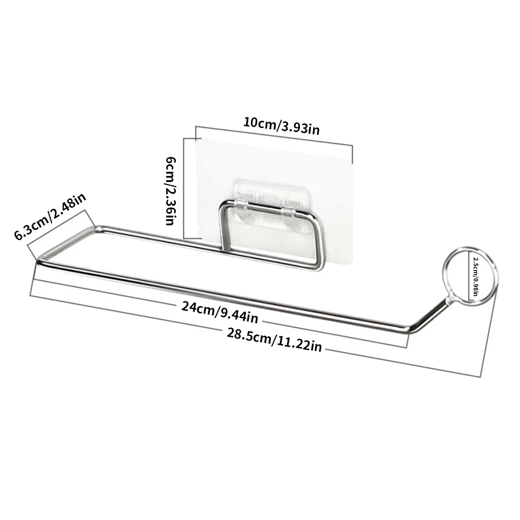 

Punch-free Tissue Holder Stainless Steel Bathroom Towel Hanging Rack Wall Mounted Kitchen Paper Roll Shelf