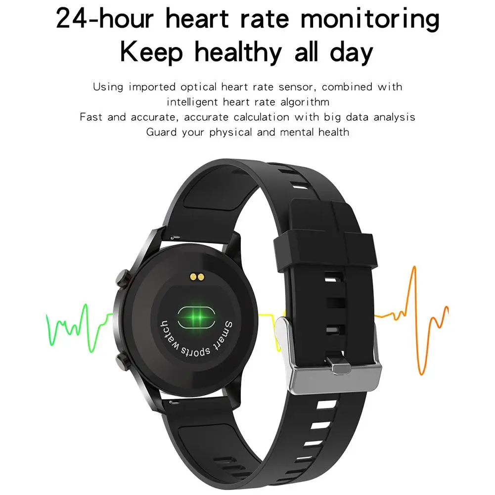 

C2 Magnetic Charging IPS Full Touch Screen Pedometer Oxygen Detection Heart Rate Monitor IP68 Waterproof BT4.0 Smart Watch