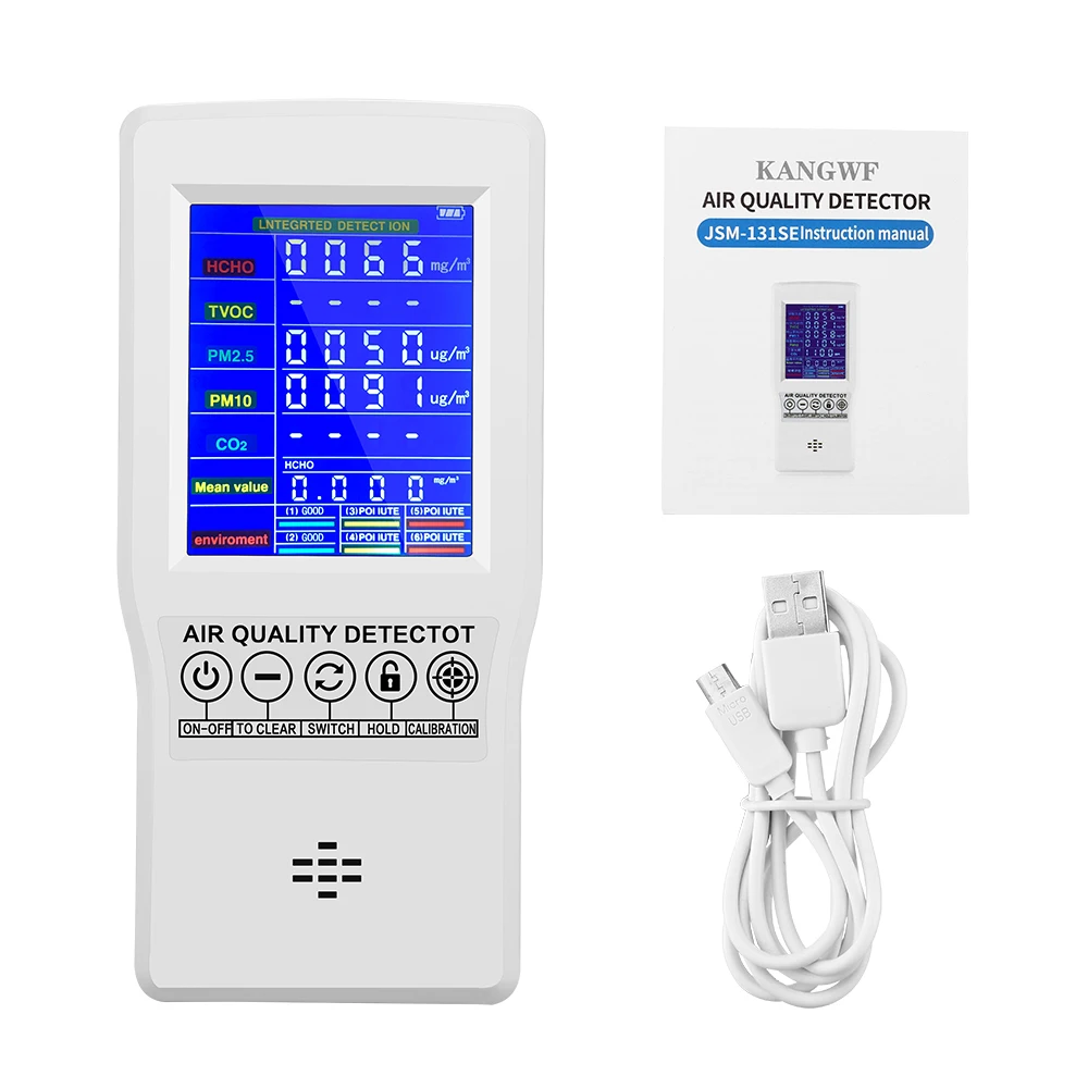 Монитор качества воздуха PM2.5 PM10 цифровой детектор формальдегида HCHO TVOC CO2 с