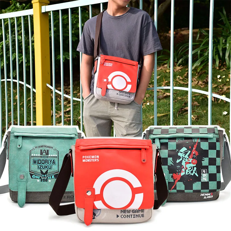 Брезентовая школьная сумка мессенджер на плечо с изображением истребителя