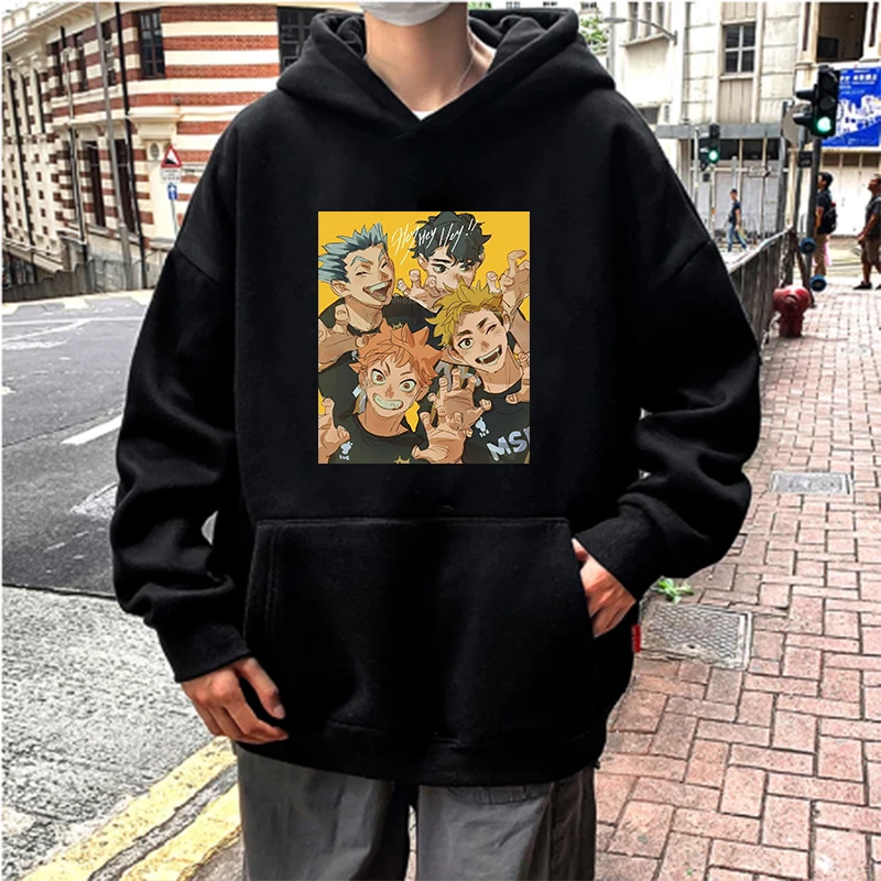 

Japanese Anime Haikyuu Printed Hoodies Men Funny Karasuno Fly High Graphic Streetwear Cartoon Winter Fashion Female Sweatshirts