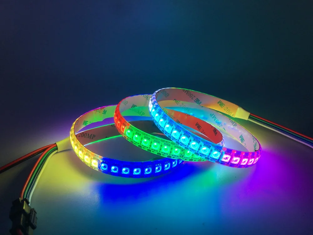 DC12V WS2815(WS2812B WS2813 обновление) RGB светодиодные пиксельные полосы, индивидуально адресуемые Белый/Черный PCB двухсигнальный светодиодный гибкий светильник