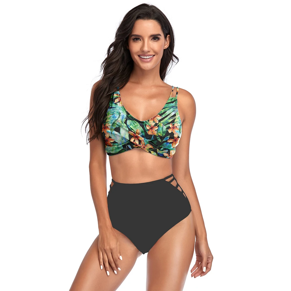 

Sexy high waist hollow swimsuit sexy bikini European and American beach wear open back holiday swimsuit push up bathing swimsuit