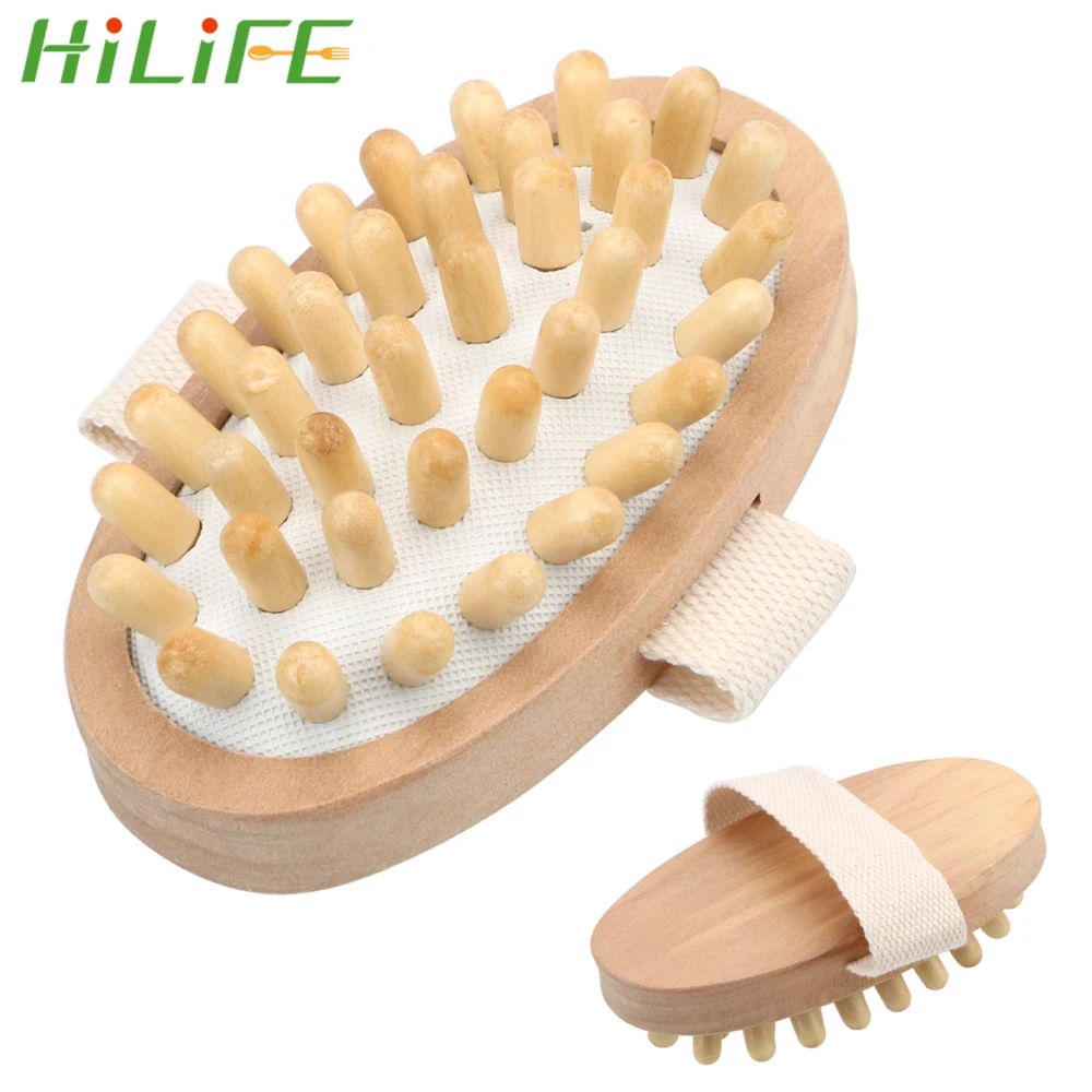 Body Brush Relieve Tense Muscles Cellulite Reduction SPA Shower Brush Wooden Body Massager Natural W