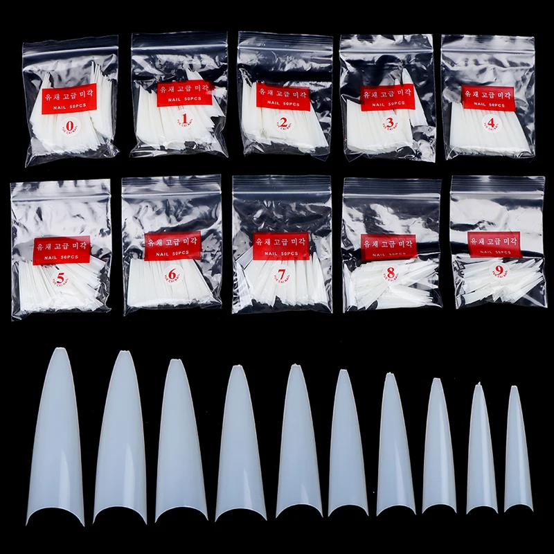 

500Pcs French Nail Art Tips Clear/Natural False Acrylic UV Gel DIY C Curve