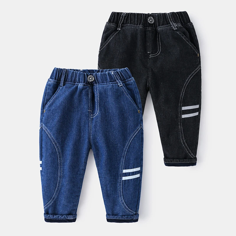

2020 Winter New Baby Boys Jeans Casual Plus Velvet Thicken Warm Denim Pants For Boy 2-7 Years Toddler Kids Loose Denim Trousers