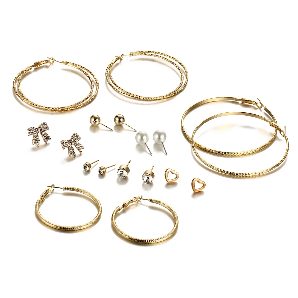 Европейские и американские новые корейские серьги лук любовь круг творческий