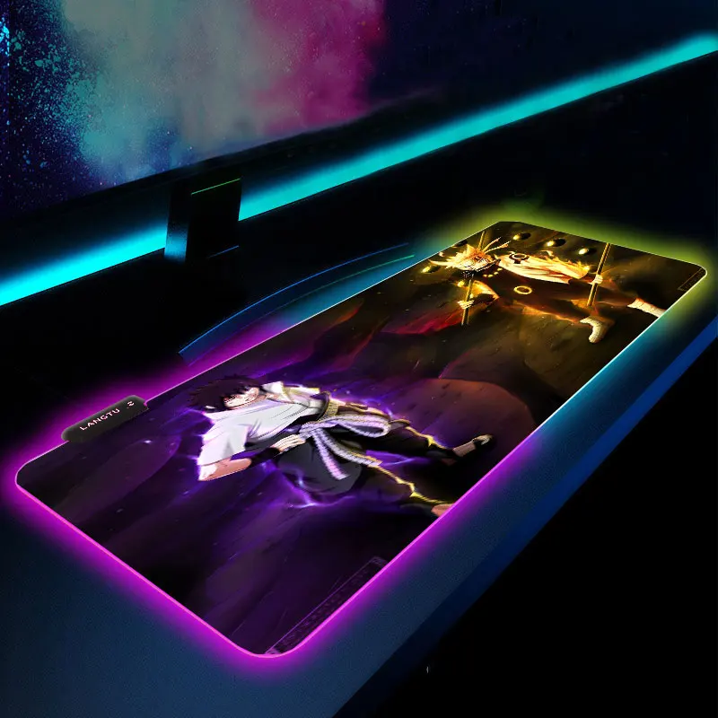 Игровой коврик для мыши с аниме RGB подсветкой 900x400 размер XXL компьютерный CS GO Hyper