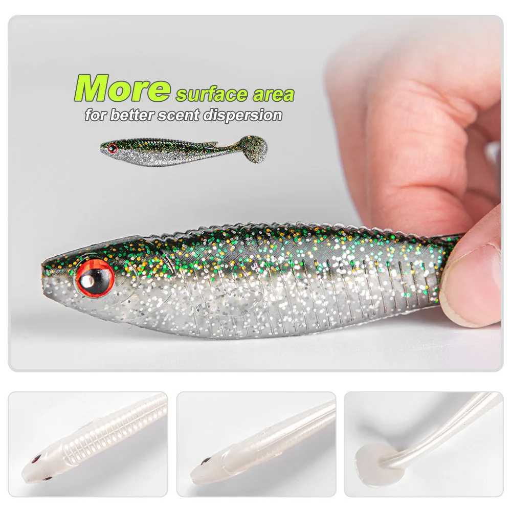NOEBY Soft Bait 10cm 8g Fishing Lure 4pcs Paddle Tail Shad Swimbait Wobblers PVC Artificial Baits for Pike Bass Fishing Lures