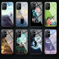 anime spiriteds tempered glass phone case cover for oneplus oppo realme a53 find x 2 3 5 6 7 8 9 t pro nord gt neo phone case