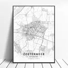 Hd Печать Zoetermeer Tollebeek Venlo Enschede harmegen Tilburg Deventer Нидерланды абстрактные пейзажи карта Плакат рамка