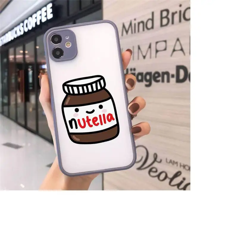

nutella Cartoon chocolate cute luxury Phone Cases shell matte transparent For iphone 7 8 11 12 plus mini x xs xr pro max cover