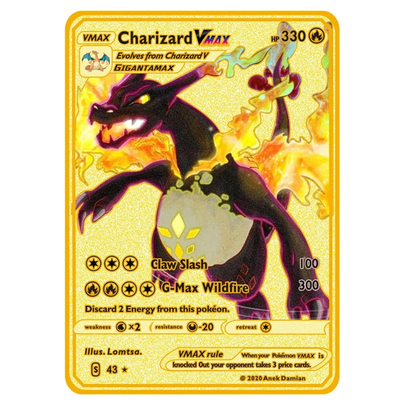 Новинка металлическая карта памяти Pokemon DX золотая ZacianV SnorlaxV EvoliV коллекция