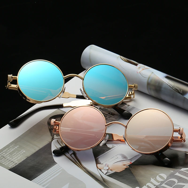 Новые Круглые Солнцезащитные очки 6631 металлический тренд весенние зеркальные