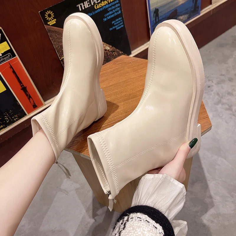 

Женские ботинки на низком каблуке, ботинки с круглым носком, женские сапоги на плоской подошве и молнии, зимняя обувь в стиле "Лолита", ботиль...