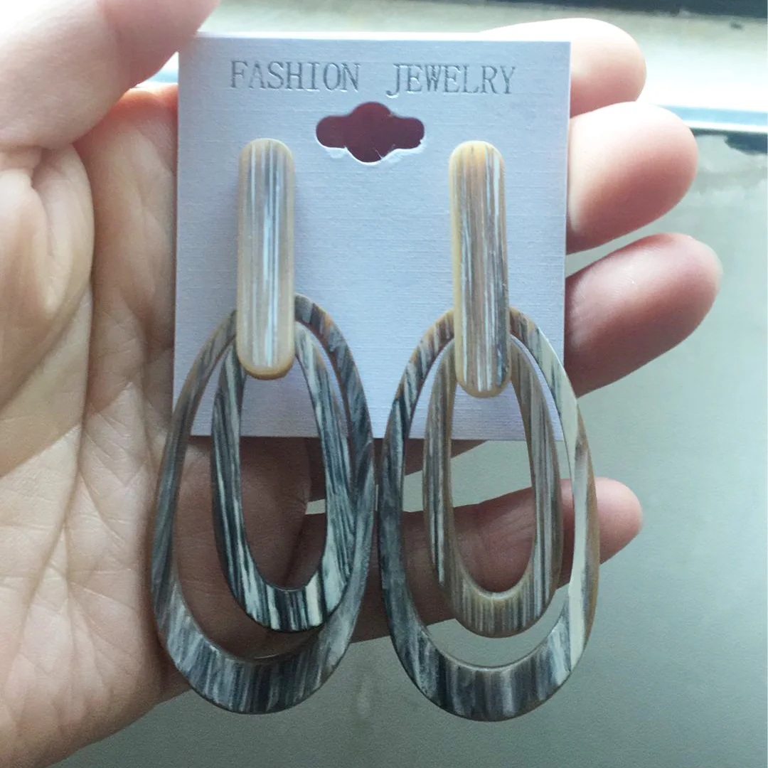 

Vintage big earrings Drop Acrylic Earrings Women Imitation wood earrin Jewelry