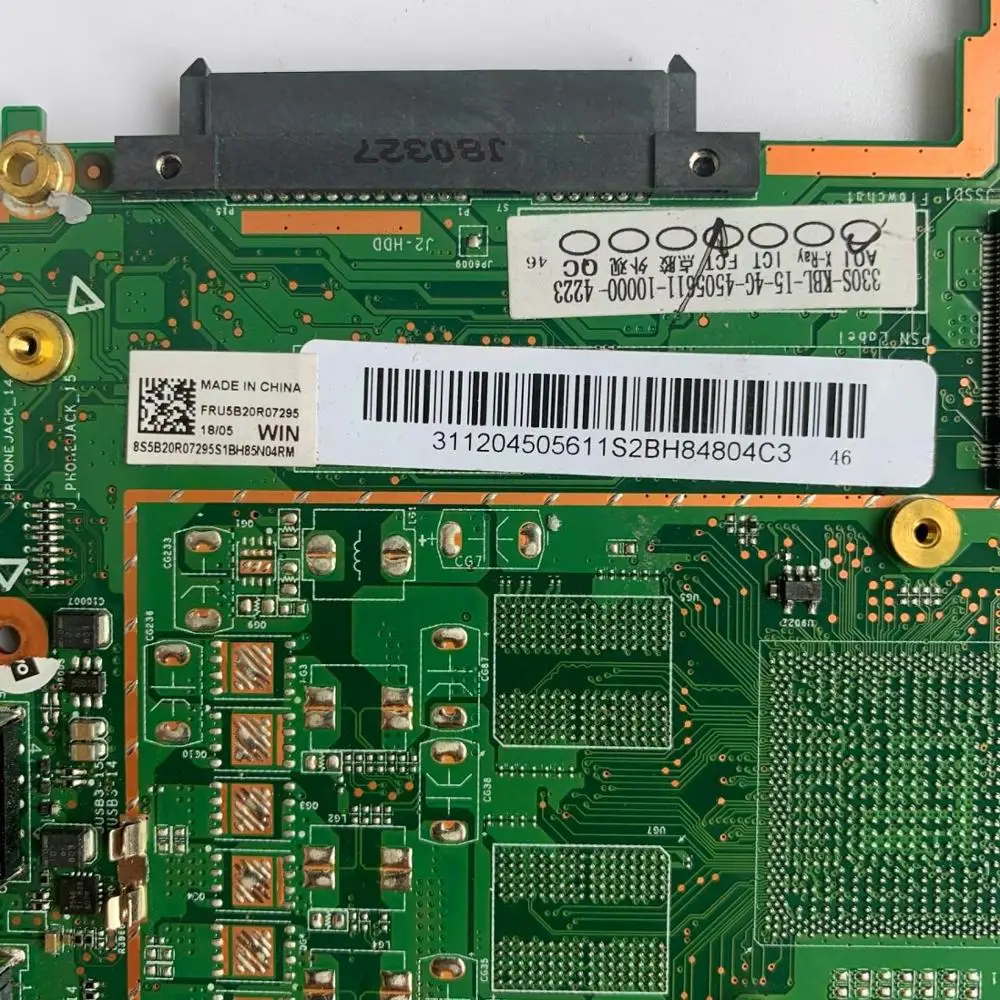 

For Lenovo ideaPad 330S-15IKB 330S-15 Laptop motherboard 5B20R07295 With i5-8250U 4GB-RAM DDR4 mainboard 100% Fully Test