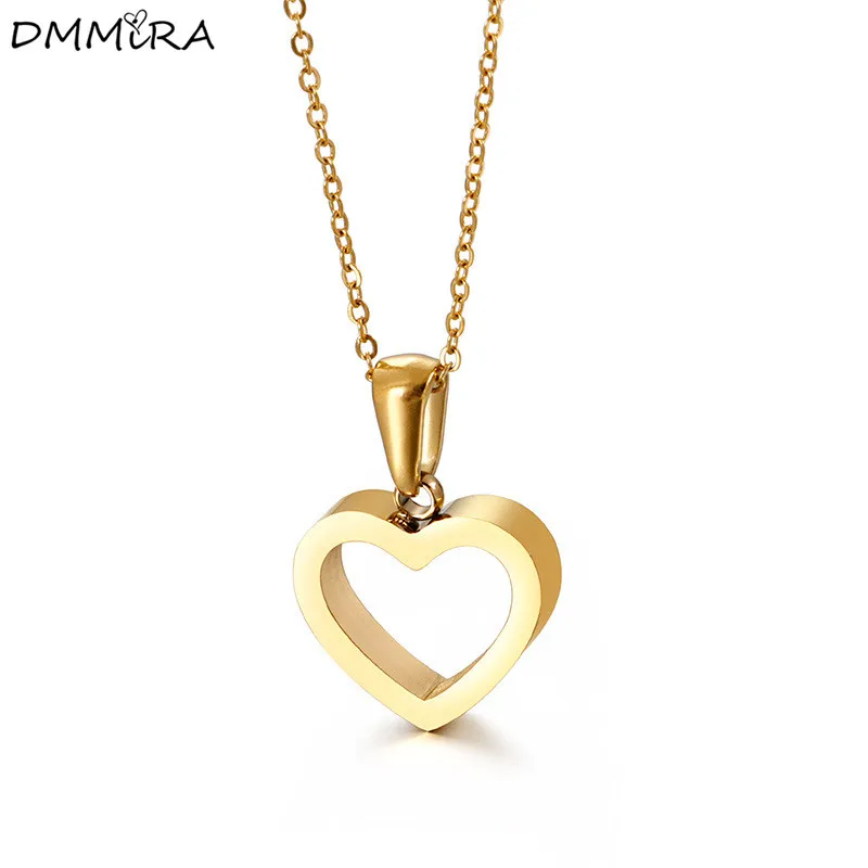 Модное женское цветное ожерелье из нержавеющей стали цвета розового золота с