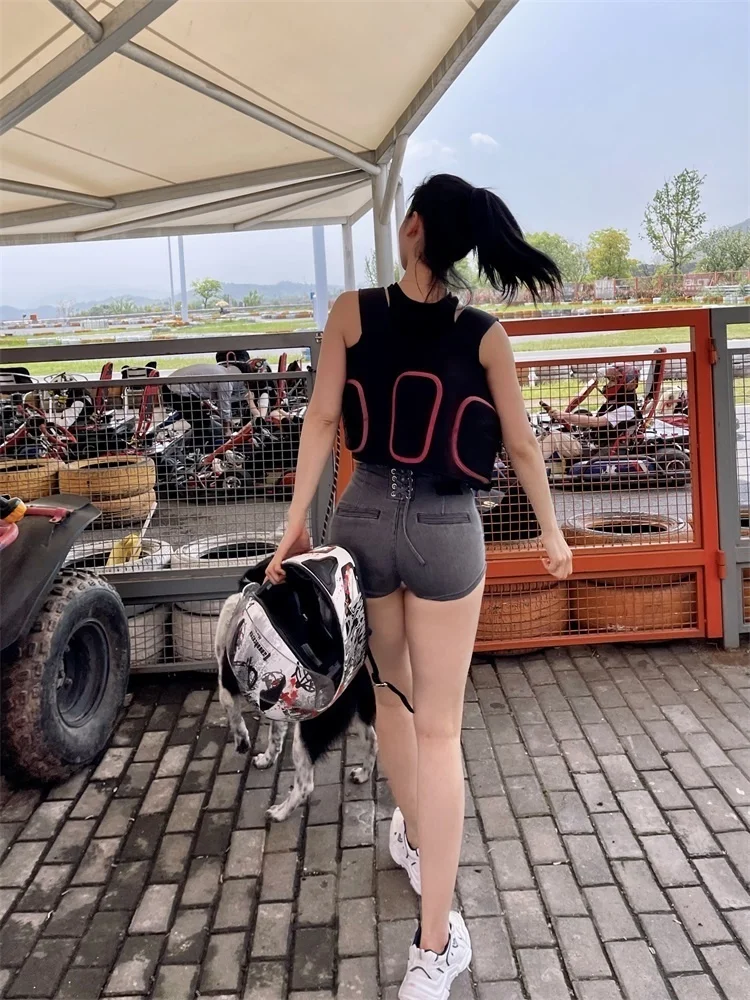 

Womengaga high waist denim super sexy booty shorts of Korean women summer hip bandage female strapon v8jg