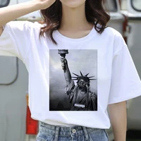 sculpture printing t shirt summer women short sleeve leisure top tee casual ladies female t shirts plus size woman clothing