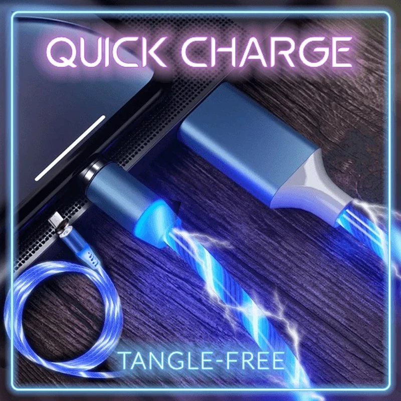 

Magnetic Charging Mobile Phone Cable Flow Luminous Lighting Cord Charger Wire for Samaung LED Micro USB Type C for Iphone Drops