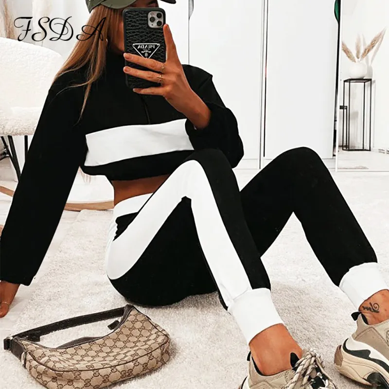 Женский комплект из двух предметов FSDA 2020 спортивный укороченный топ с длинными