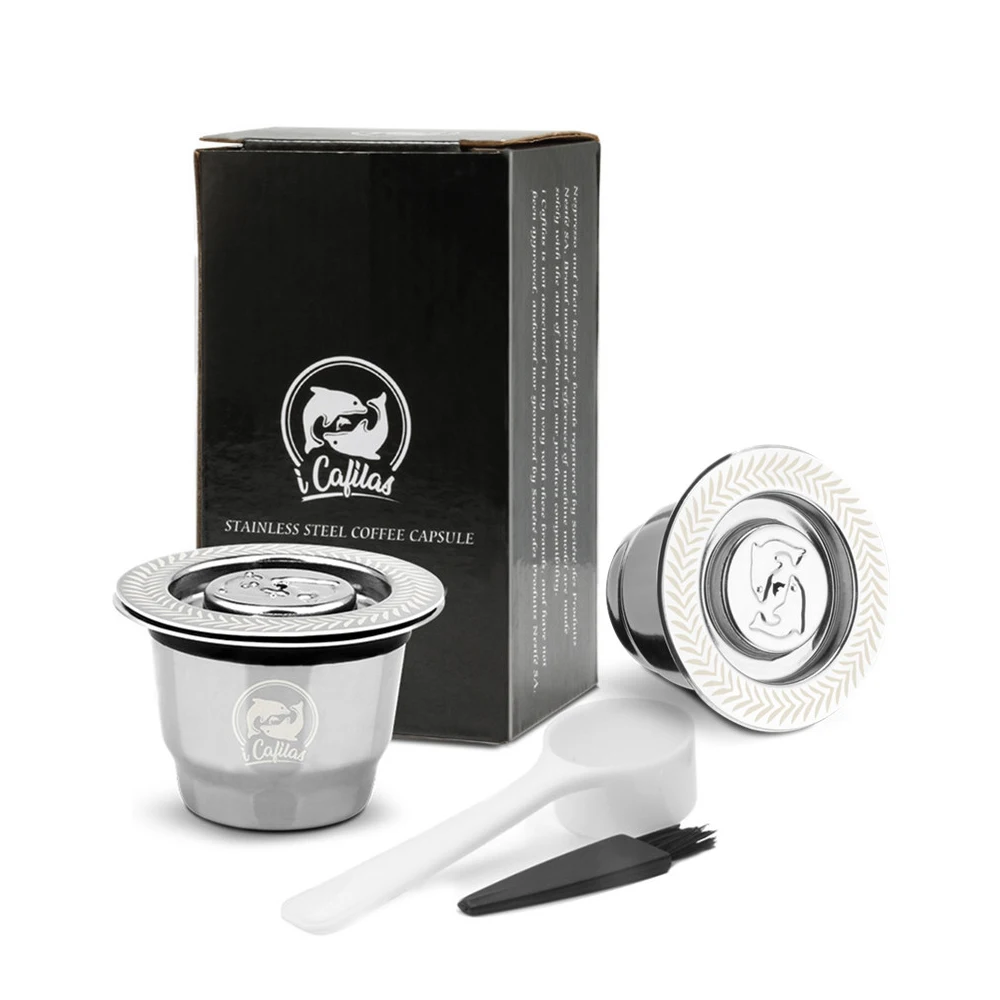 Капсулы для кофе iCafilas, капсулы для кофе Nespresso из нержавеющей стали, трамбовочные многоразовые кофейные фильтры для многократного использования для машины Nescafe - Цвет: 2 Capsules