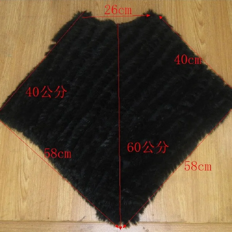 Кроличья шерсть шаль плащ шарф пончо Женский треугольный нагрудник кожаная