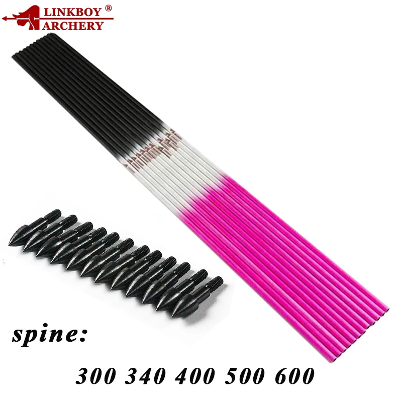 Стрельба из лука Linkboy 12 шт стрелы углеродного волокна стрела с стрельбой