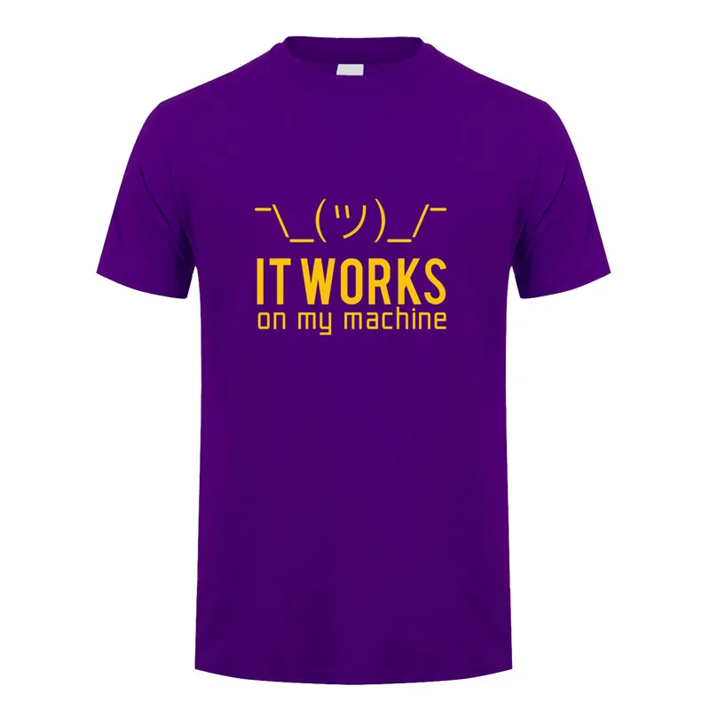 Летние мужские футболки, Забавные футболки с надписью «Geek It works on my machine», мужские хлопковые футболки с коротким рукавом и компьютерным программатором, OZ-148
