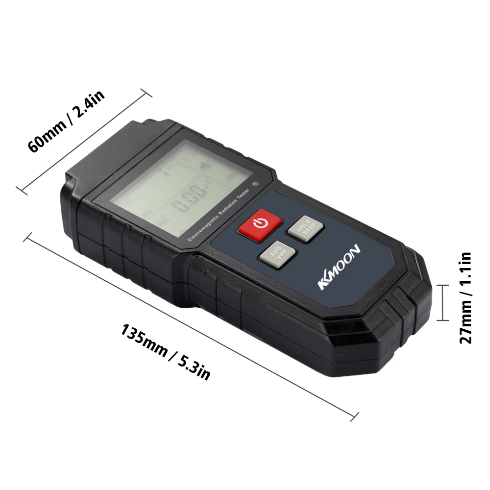 

KKmoon Handheld Digital LCD Electromagnetic Radiation Tester Electric Field Magnetic Field Dosimeter Detector W/ Light Alarm