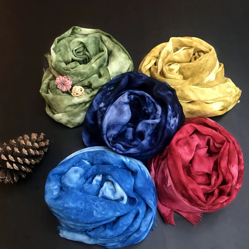 Женский однотонный шарф с принтом мягкая накидка красного горчичного синего