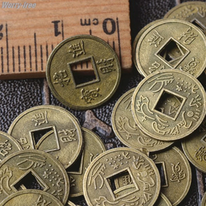 

100Pcs Antique Fortune Money Coin Luck Fortune Wealth Chinese Feng Shui Lucky Ching/Ancient Coins Set Educational Ten Emperors