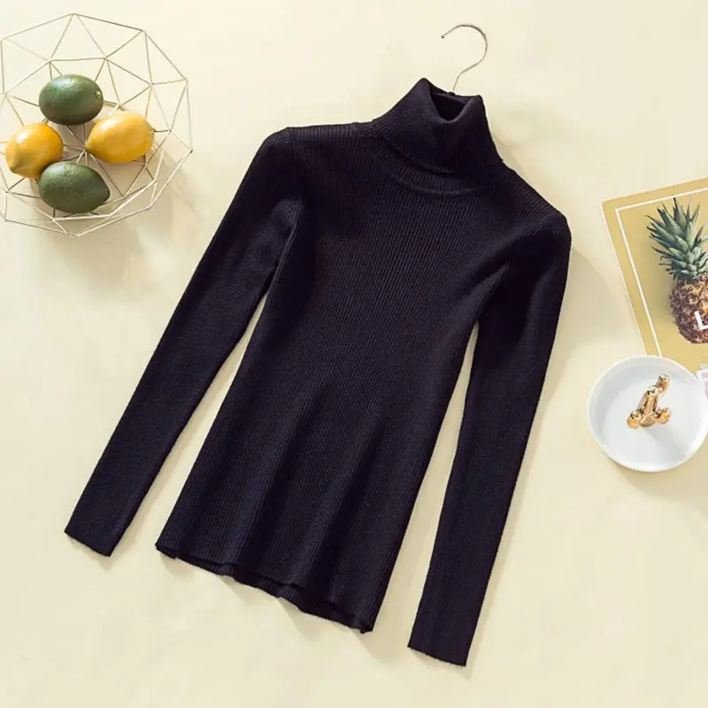 Gentillove Women Autumn Chic Solid Candy Color Basic Sweater Casual Long Sleeve Turtleneck Slim Knitted Korean Harajuku Pullover | Женская