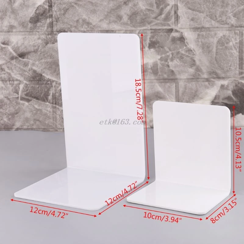 

2Pcs White Acrylic Bookends L-shaped Desk Organizer Desktop Book Holder School Stationery Office Accessories