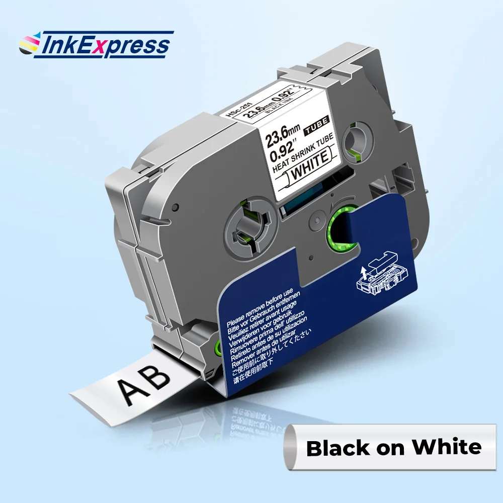 

24 мм 251 этикетки для Brother терм усадочная трубка этикетка HS 251 черного цвета на белом кабель для прикрепления этикеток для Brother прибор для нане...